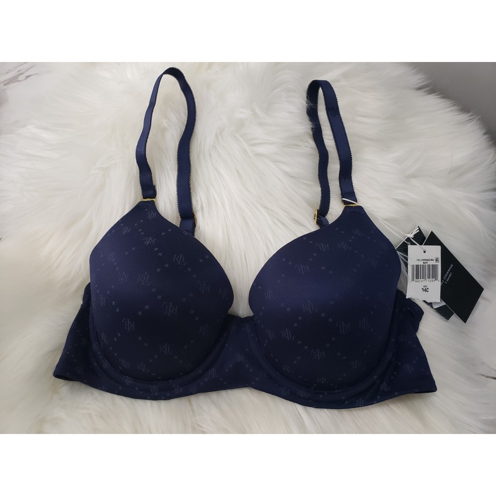 NEW SIZE 34C - Lauren Ralph Lauren Comfort Repeat-Logo Wireless T-Shirt Bra
